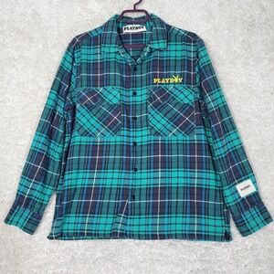 Playboy by PacSun Mens Plaid Flannel Button Up Shirt Size M Streetwear Casual‎